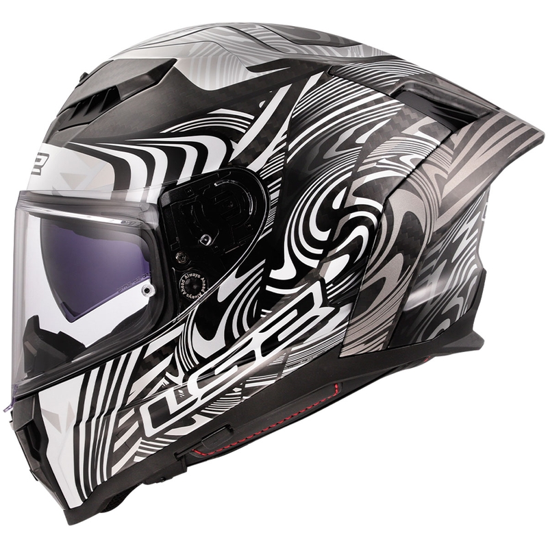 LS2 FF807 Dragon Carbon Enthum integraal motorhelm glanzend zilver