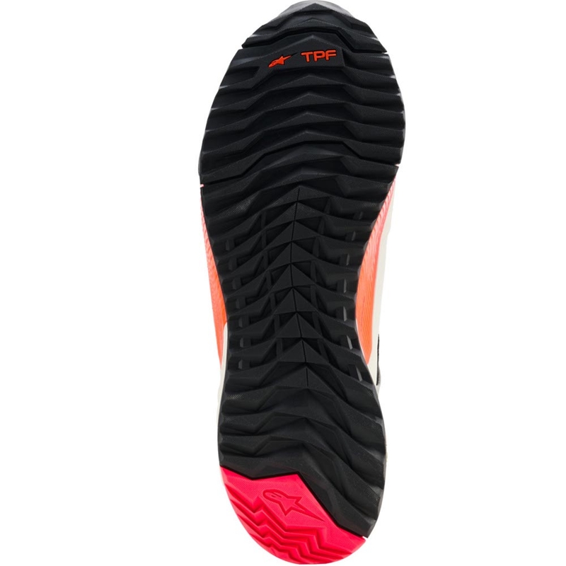 Alpinestars Stella CR-X Drystar motorlaarzen voor dames in de kleuren wit, lichtgrijs, zwart en fluorescerend roze.