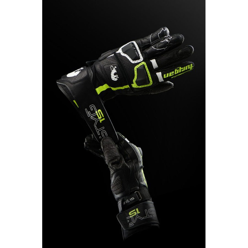 Furygan STYG 15 geventileerde motorhandschoenen zwart-wit-fluorescentiegeel