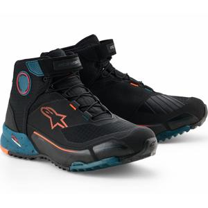 Alpinestars CR-X Drystar motorlaarzen in zwart-blauw-fluo oranje