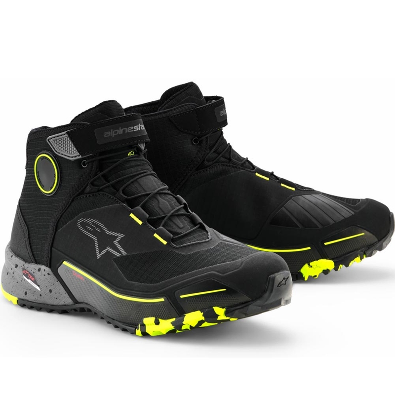 Alpinestars CR-X Drystar motorlaarzen zwart-donkergrijs-fluorgeel
