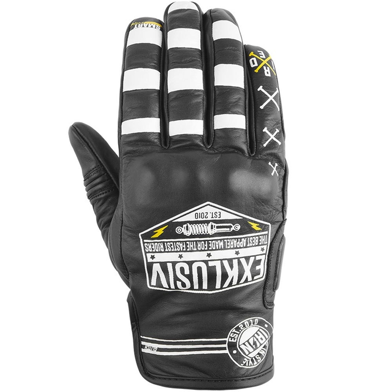 NOX Exclusive Iron Glitch motorhandschoenen zwart-wit