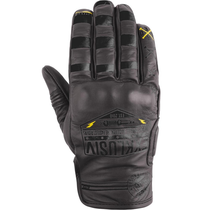 NOX Exclusive Iron Glitch motorhandschoenen zwartbruin