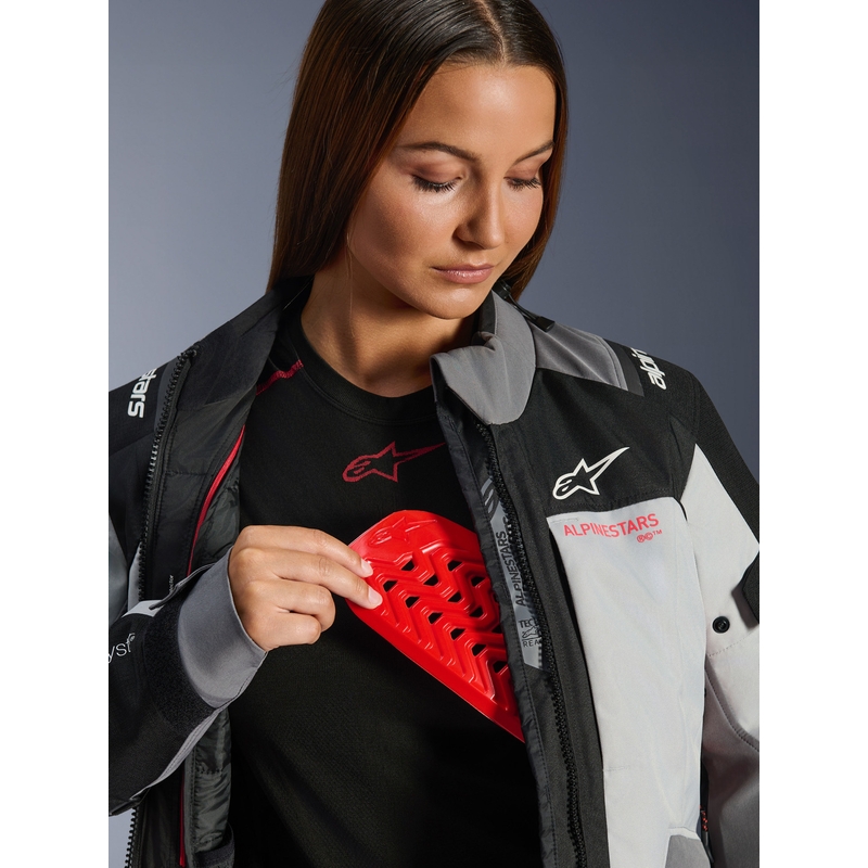 Alpinestars Stella Andes V4 Drystar dames motorjas donkergrijs-lichtgrijs-zwart-rood