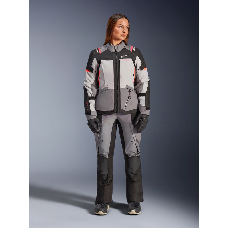 Alpinestars Stella Andes V4 Drystar dames motorjas donkergrijs-lichtgrijs-zwart-rood