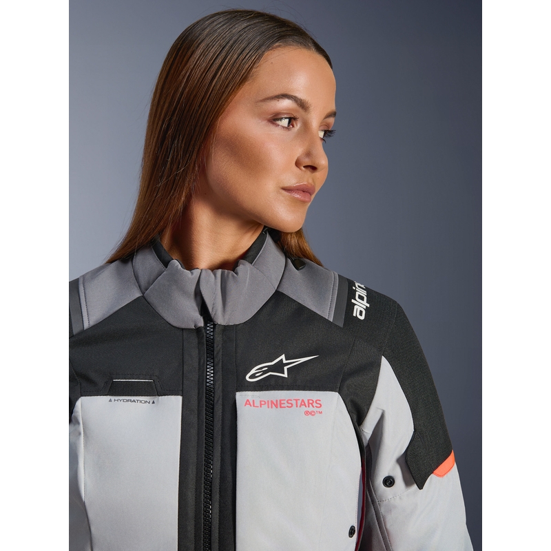 Alpinestars Stella Andes V4 Drystar dames motorjas donkergrijs-lichtgrijs-zwart-rood