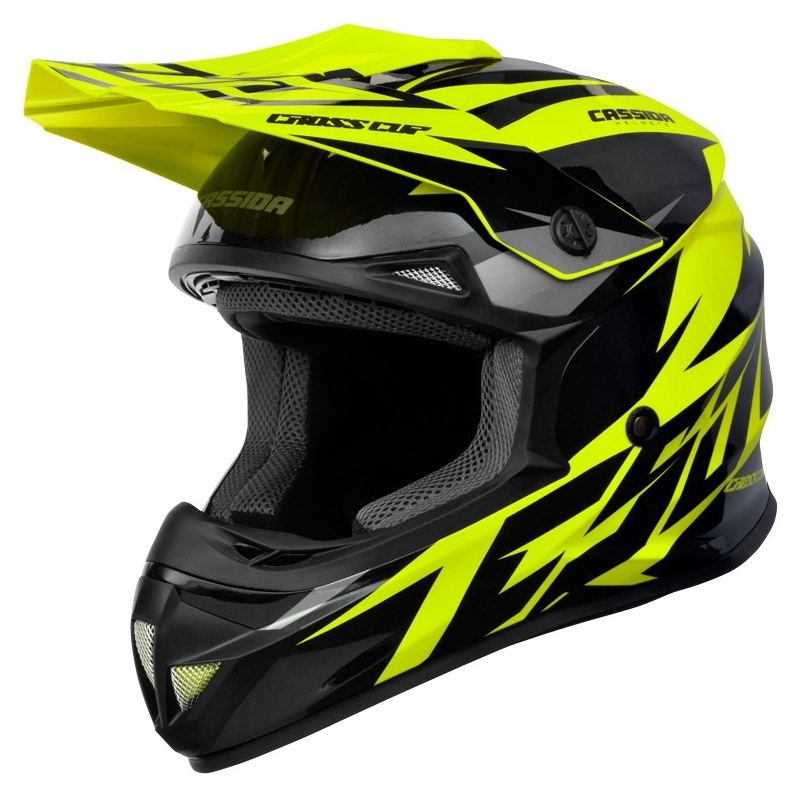 Cassida Cross Cup Two motorcrosshelm zwart-grijs-fluogeel