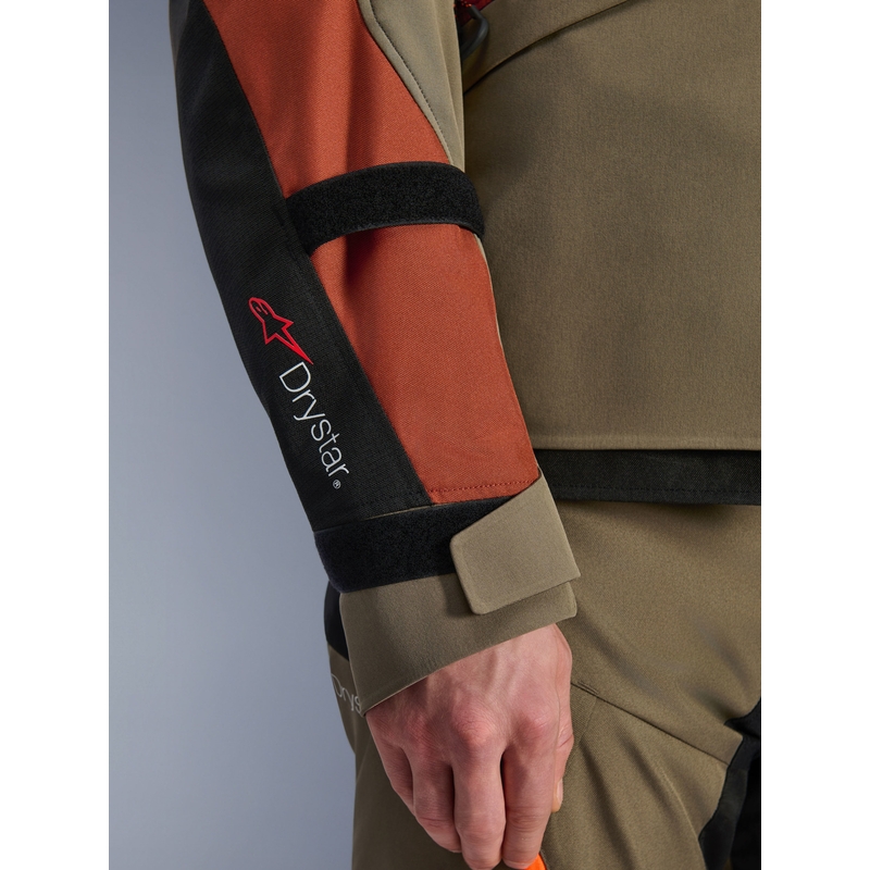 Alpinestars Andes V4 Drystar motorjas lichtbruin-donkeroranje-zwart