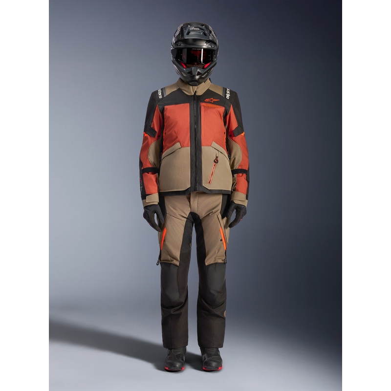 Alpinestars Andes V4 Drystar motorjas lichtbruin-donkeroranje-zwart