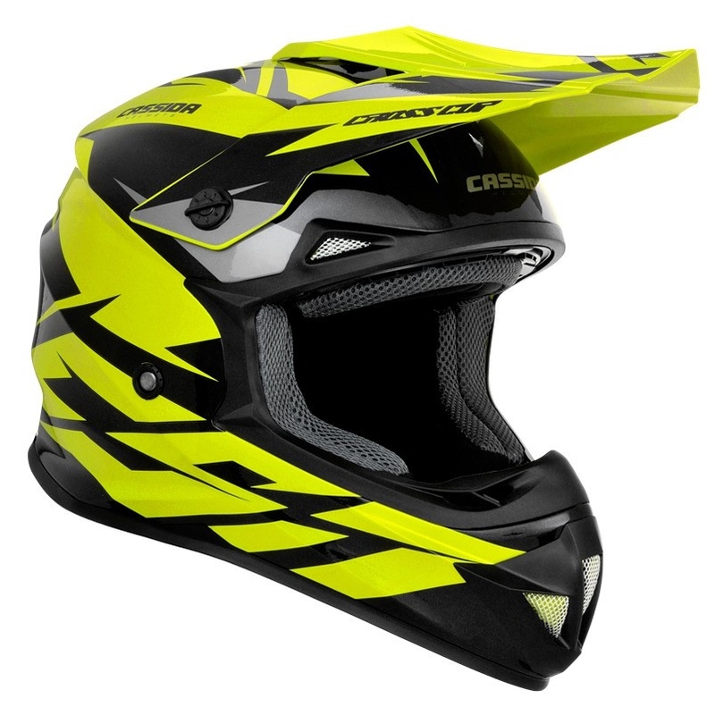 Cassida Cross Cup Two motorcrosshelm zwart-grijs-fluogeel