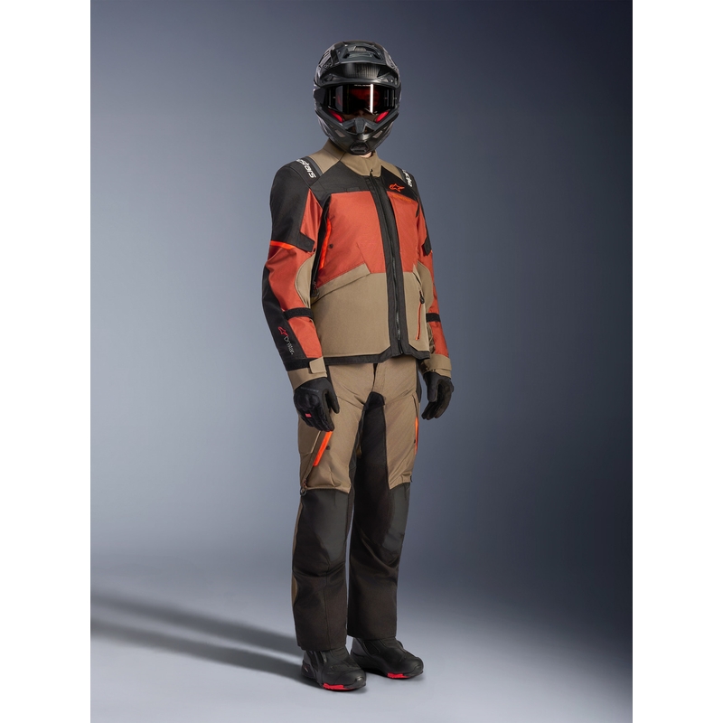 Alpinestars Andes V4 Drystar motorjas lichtbruin-donkeroranje-zwart