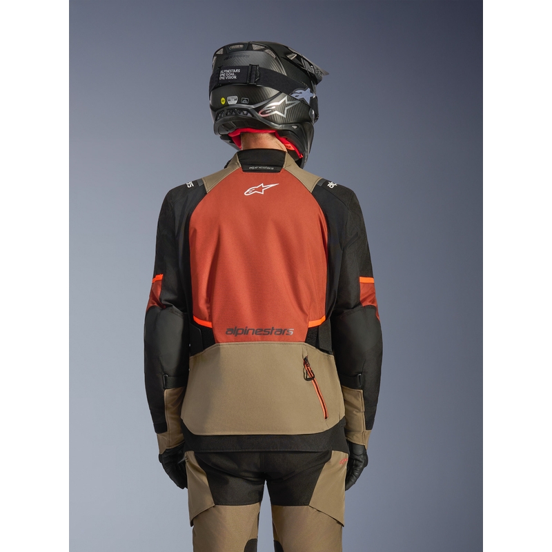 Alpinestars Andes V4 Drystar motorjas lichtbruin-donkeroranje-zwart