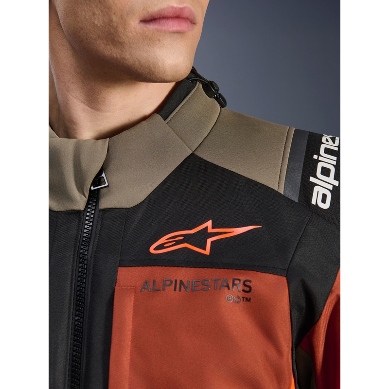 Alpinestars Andes V4 Drystar motorjas lichtbruin-donkeroranje-zwart