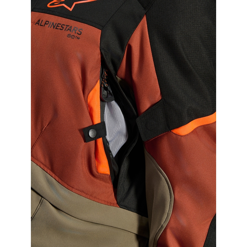 Alpinestars Andes V4 Drystar motorjas lichtbruin-donkeroranje-zwart