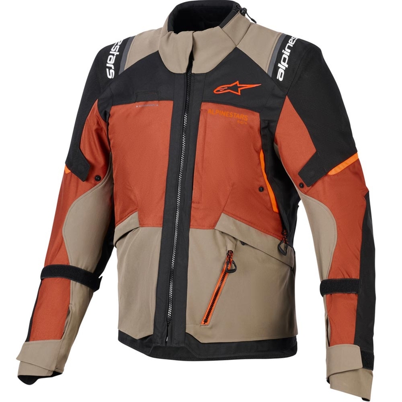 Alpinestars Andes V4 Drystar motorjas lichtbruin-donkeroranje-zwart