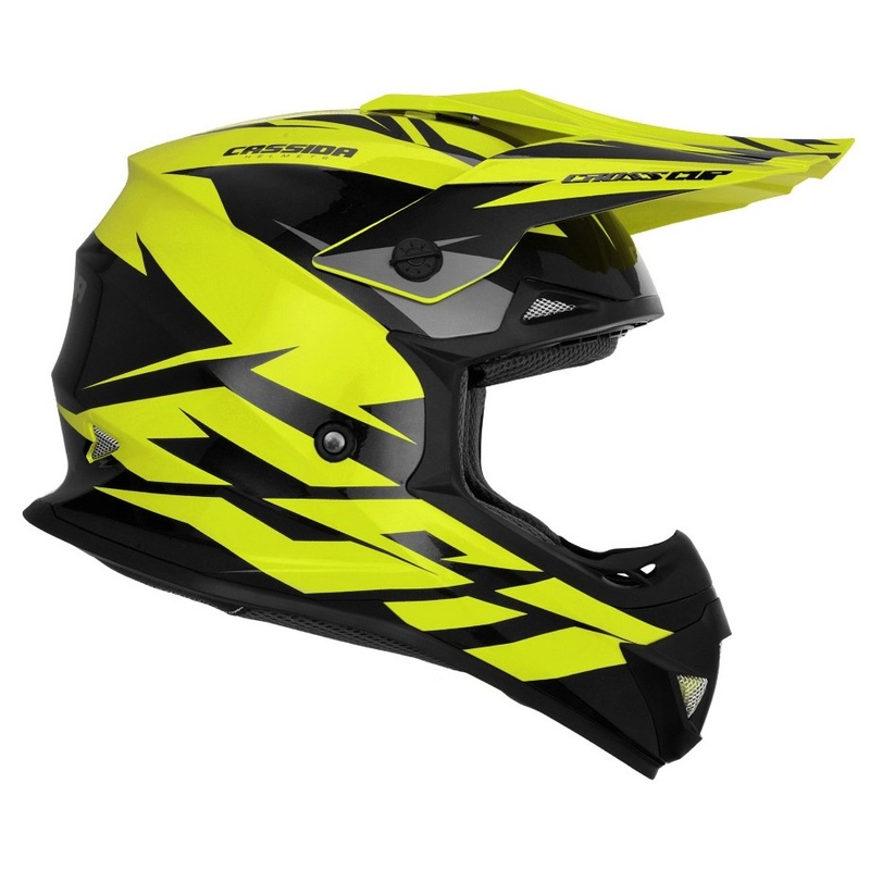 Cassida Cross Cup Two motorcrosshelm zwart-grijs-fluogeel
