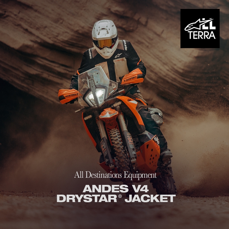 Alpinestars Andes V4 Drystar motorjas in crème-lichtbruin-zwart-fluoranje