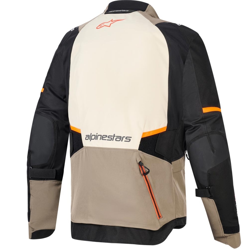 Alpinestars Andes V4 Drystar motorjas in crème-lichtbruin-zwart-fluoranje