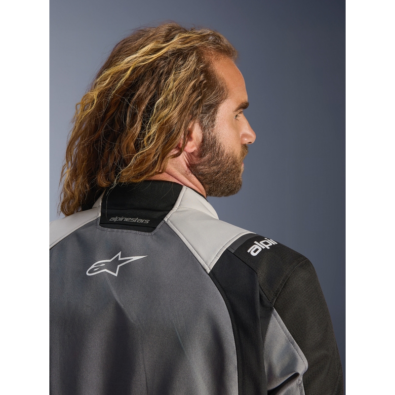 Alpinestars Andes V4 Drystar motorjas in donkergrijs-lichtgrijs-zwart-fluorescentiegeel
