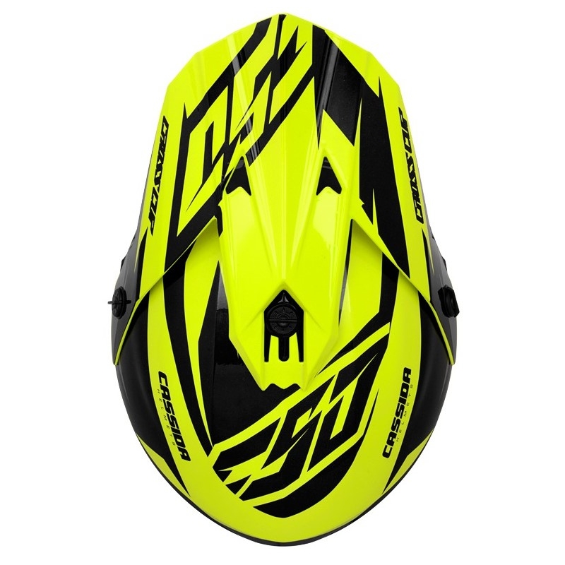 Cassida Cross Cup Two motorcrosshelm zwart-grijs-fluogeel