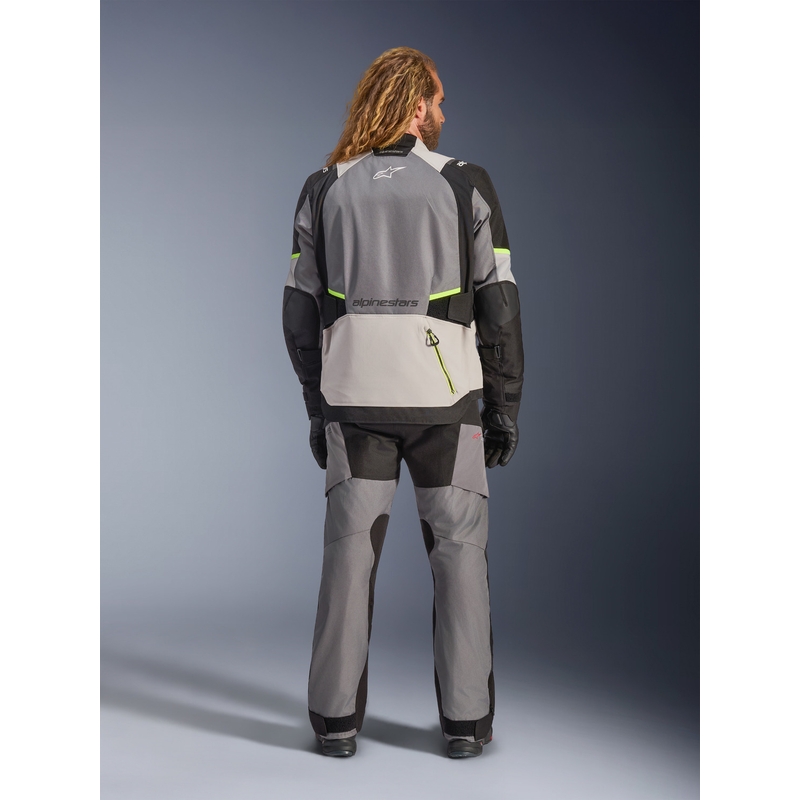 Alpinestars Andes V4 Drystar motorjas in donkergrijs-lichtgrijs-zwart-fluorescentiegeel