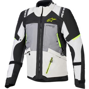 Alpinestars Andes V4 Drystar motorjas in donkergrijs-lichtgrijs-zwart-fluorescentiegeel