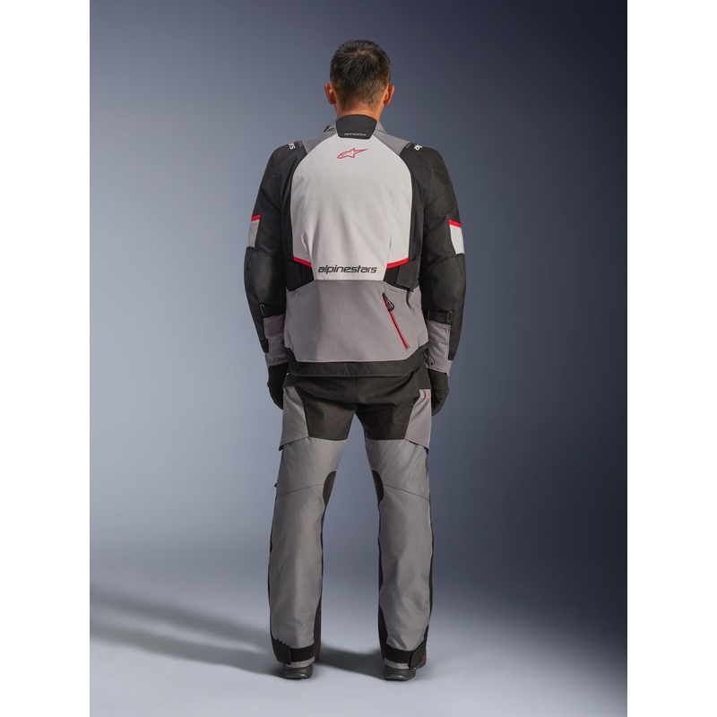 Alpinestars Andes V4 Drystar motorjas in donkergrijs-lichtgrijs-zwart-rood