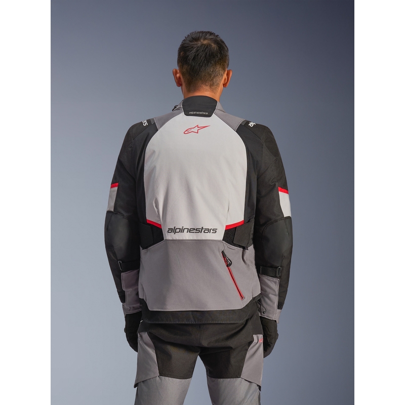 Alpinestars Andes V4 Drystar motorjas in donkergrijs-lichtgrijs-zwart-rood