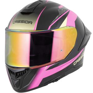 Cassida Integral GTS 2.1 Mega integraalhelm voor motorfietsen in de kleuren zwart-roze-wit-vanille