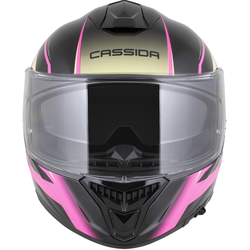 Cassida Integral GTS 2.1 Mega integraalhelm voor motorfietsen in de kleuren zwart-roze-wit-vanille