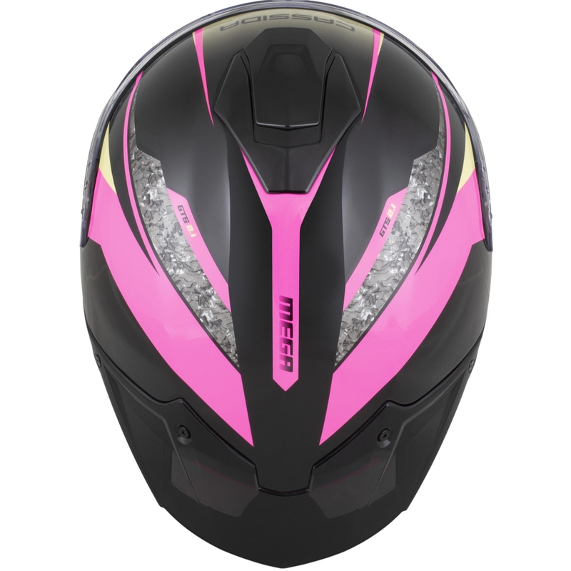Cassida Integral GTS 2.1 Mega integraalhelm voor motorfietsen in de kleuren zwart-roze-wit-vanille