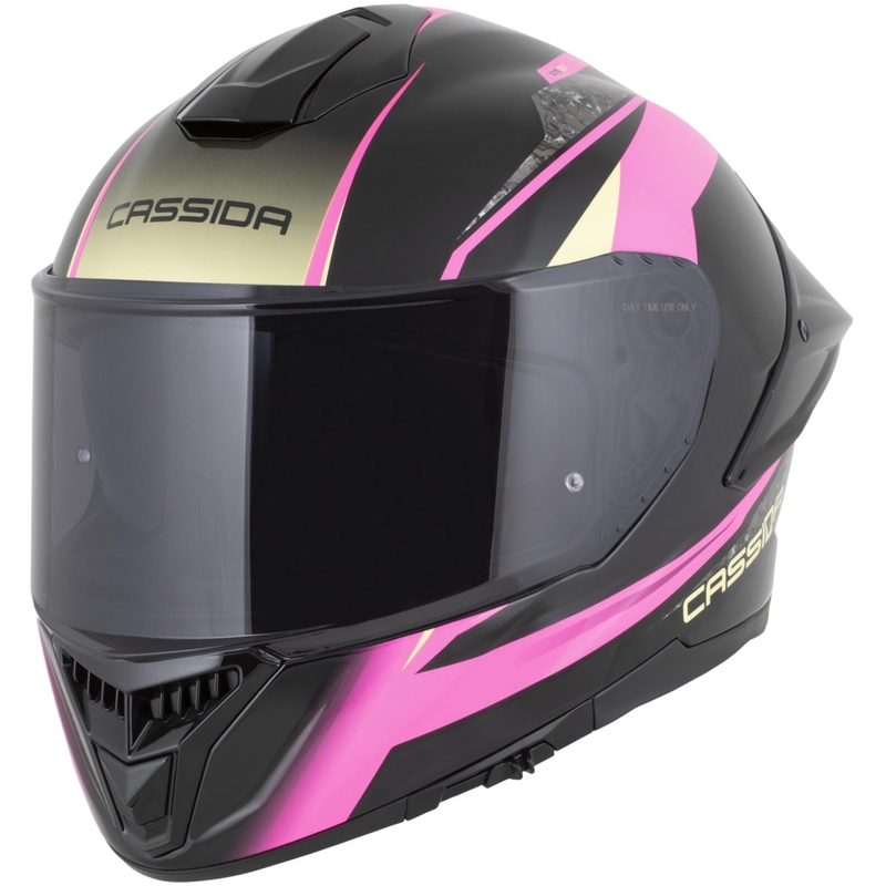 Cassida Integral GTS 2.1 Mega integraalhelm voor motorfietsen in de kleuren zwart-roze-wit-vanille