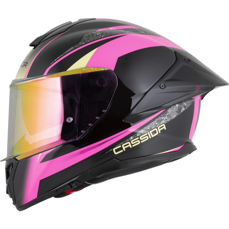 Cassida Integral GTS 2.1 Mega integraalhelm voor motorfietsen in de kleuren zwart-roze-wit-vanille