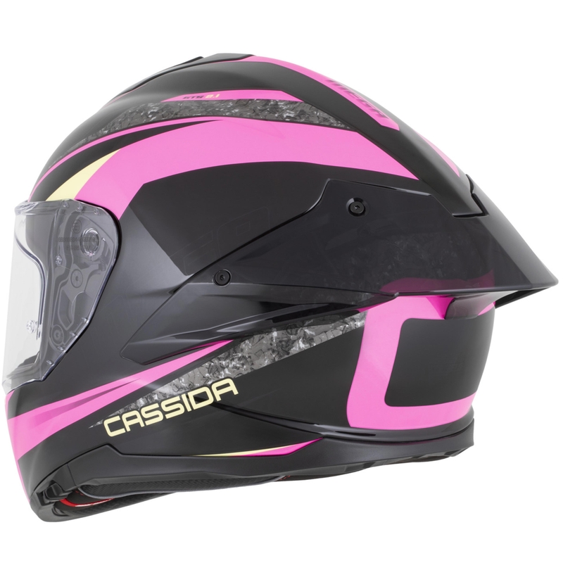 Cassida Integral GTS 2.1 Mega integraalhelm voor motorfietsen in de kleuren zwart-roze-wit-vanille