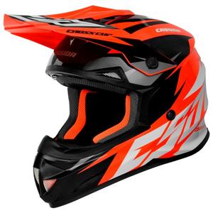 Cassida Cross Cup Two Motorcross Helm zwart-wit-grijs-fluo oranje