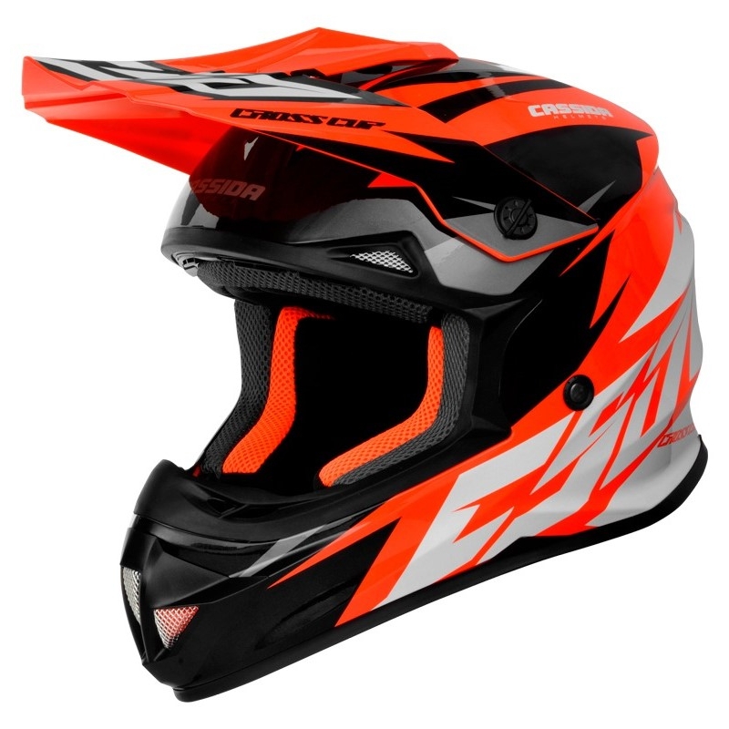 Cassida Cross Cup Two Motorcross Helm zwart-wit-grijs-fluo oranje