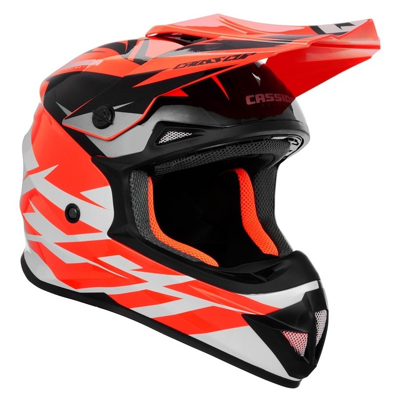 Cassida Cross Cup Two Motorcross Helm zwart-wit-grijs-fluo oranje