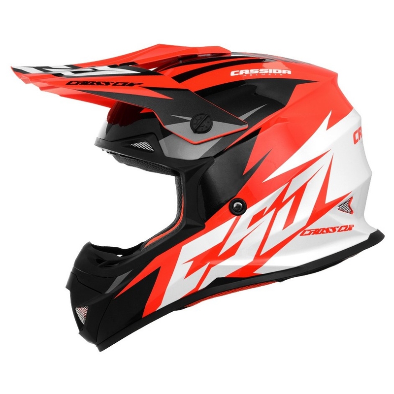 Cassida Cross Cup Two Motorcross Helm zwart-wit-grijs-fluo oranje