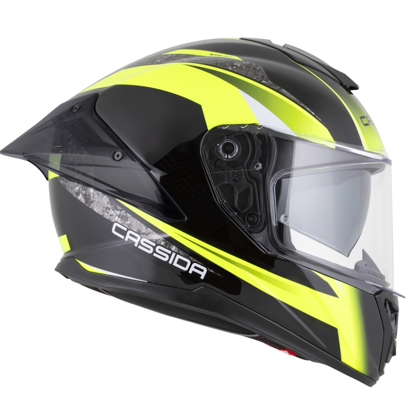 Cassida Integral GTS 2.1 Mega integraal motorhelm zwart-fluor geel-wit