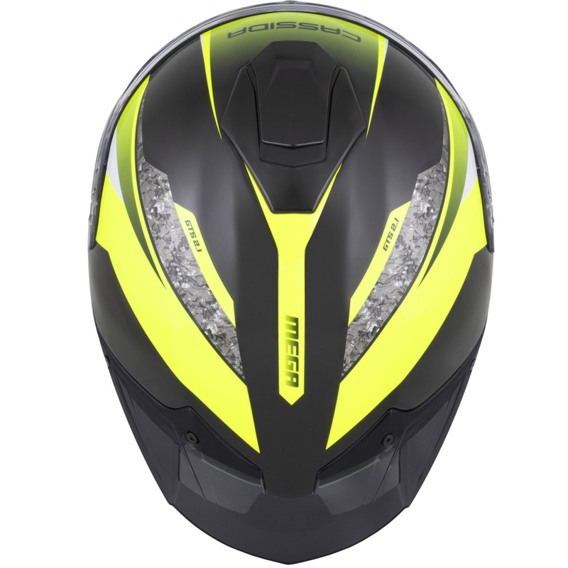 Cassida Integral GTS 2.1 Mega integraal motorhelm zwart-fluor geel-wit