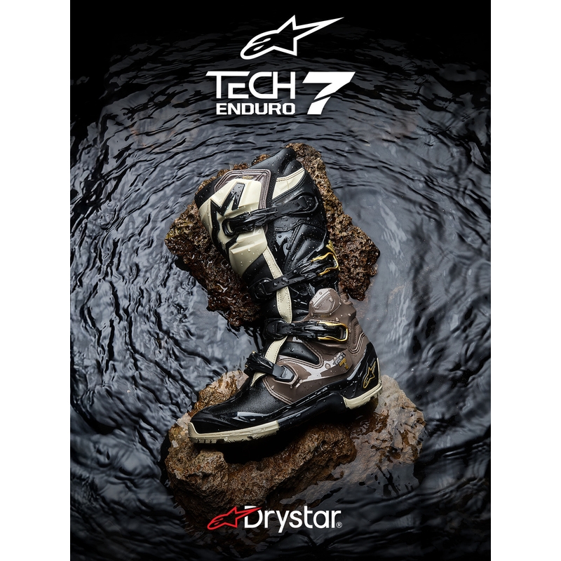 Alpinestars TECH 7 Enduro Drystar motorlaarzen zwart-donkergrijs-goud