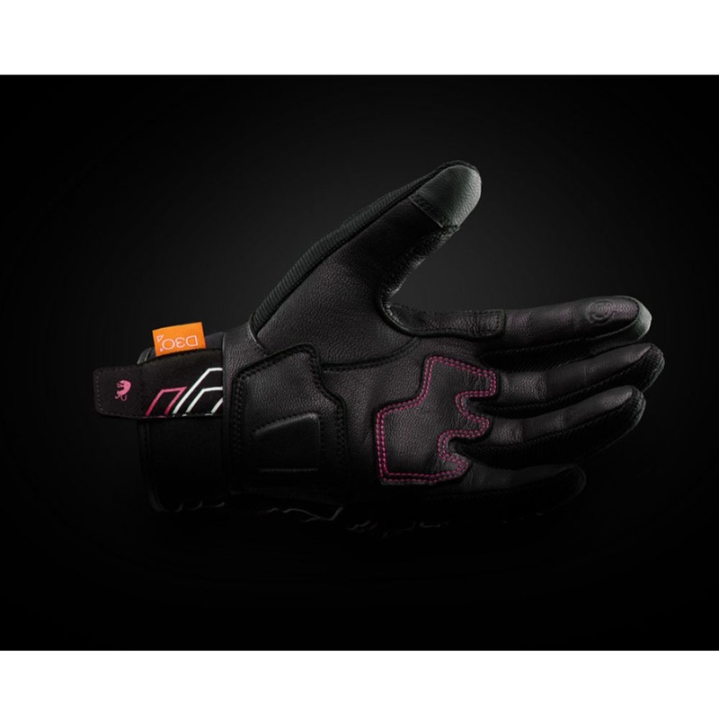Dames motorhandschoenen Furygan Jet Neon D3O® Evo zwart-wit-roze