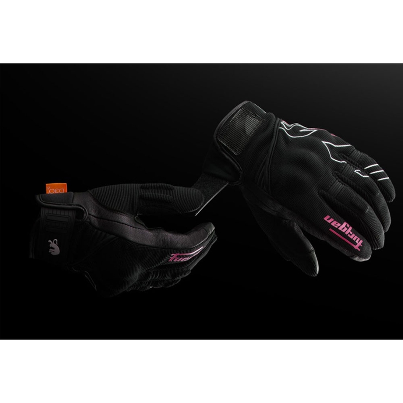 Dames motorhandschoenen Furygan Jet Neon D3O® Evo zwart-wit-roze