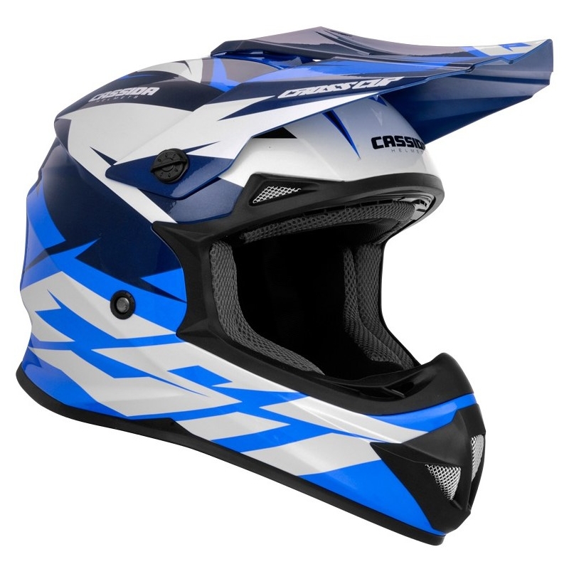 Cassida Cross Cup Two motorcrosshelm zwart-wit-blauw