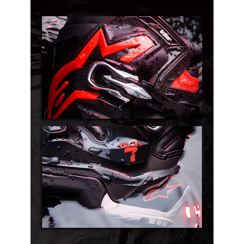 Alpinestars TECH 7 Enduro Drystar motorlaarzen zwart-fluorescerend rood-wit