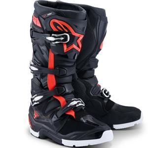 Alpinestars TECH 7 Enduro Drystar motorlaarzen zwart-fluorescerend rood-wit