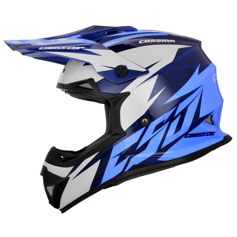Cassida Cross Cup Two motorcrosshelm zwart-wit-blauw