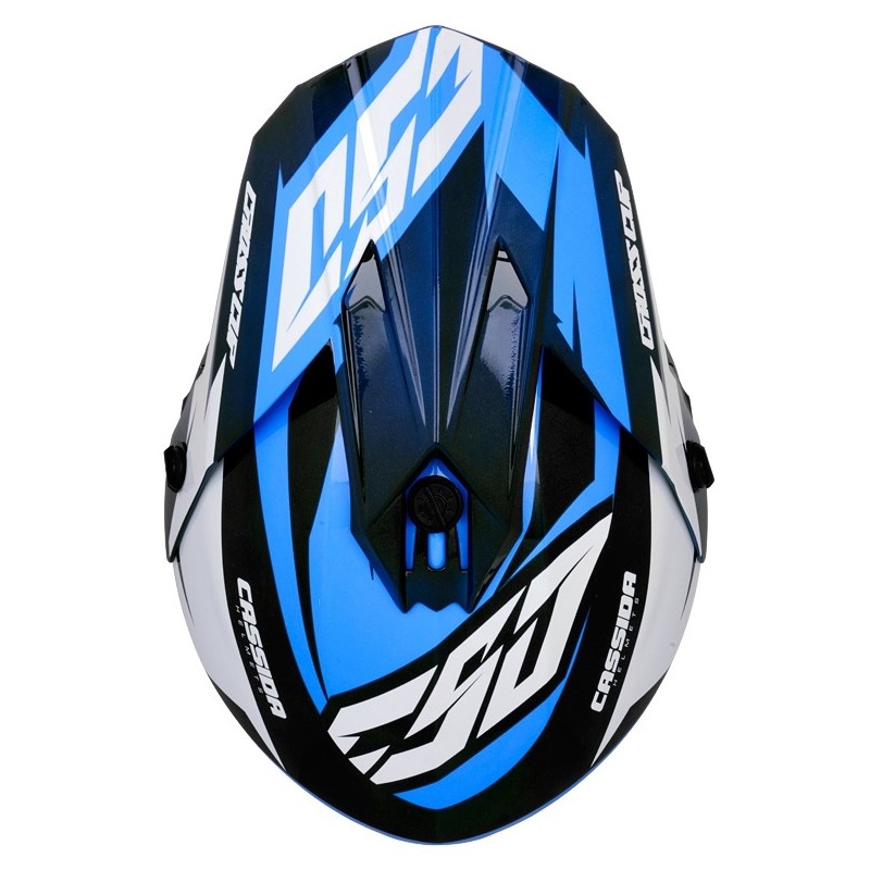Cassida Cross Cup Two motorcrosshelm zwart-wit-blauw