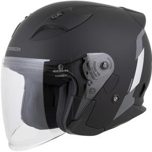 Cassida Reflex 2.0 veiligheidshelm voor motorfietsen (open gezicht) in matzwart-grijs-reflecterend zilver