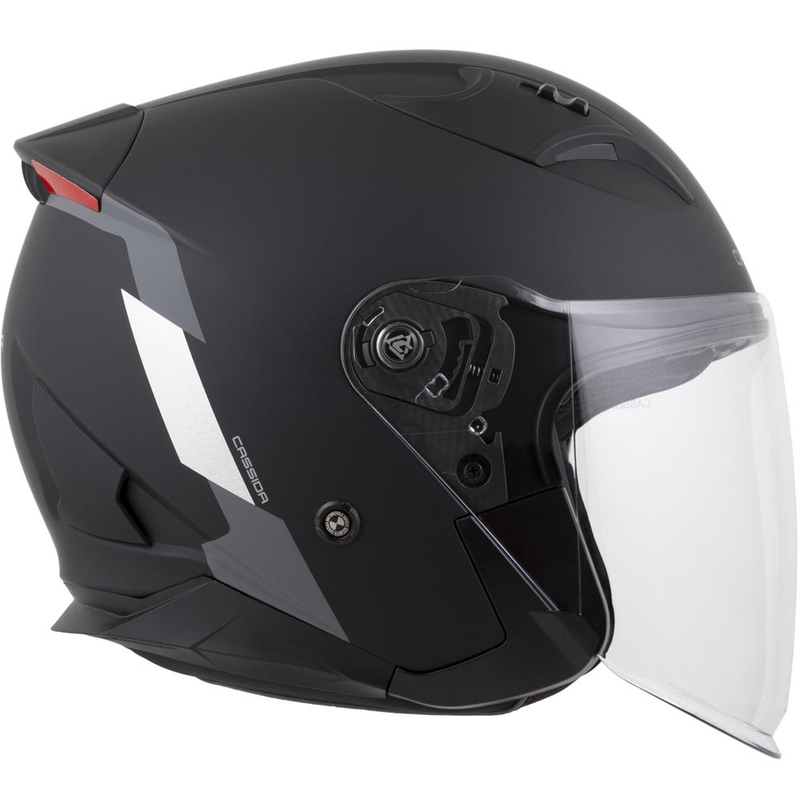 Cassida Reflex 2.0 veiligheidshelm voor motorfietsen (open gezicht) in matzwart-grijs-reflecterend zilver